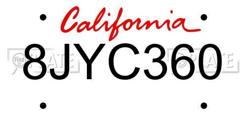 8JYC360 California License Plate
