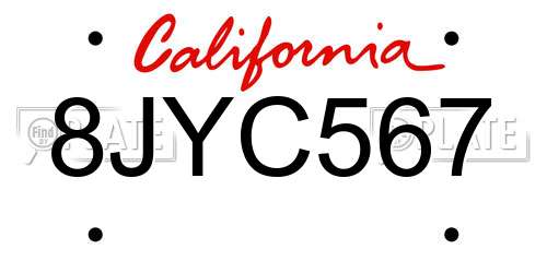 8JYC567 California License Plate