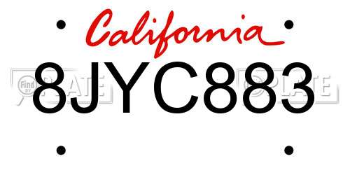 8JYC883 California License Plate