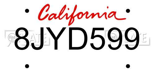 8JYD599 California License Plate