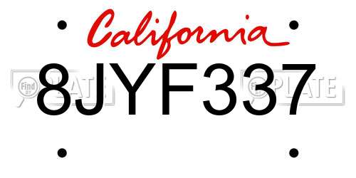 8JYF337 California License Plate