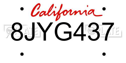 8JYG437 California License Plate