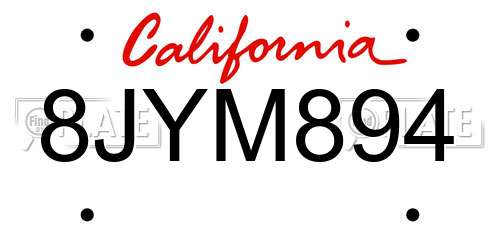 8JYM894 California License Plate