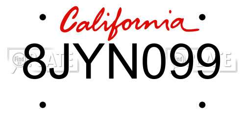 8JYN099 California License Plate