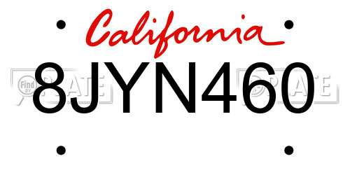 8JYN460 California License Plate