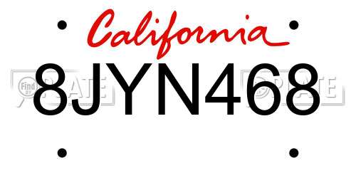 8JYN468 California License Plate