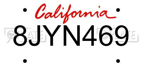 8JYN469 California License Plate