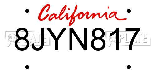 8JYN817 California License Plate