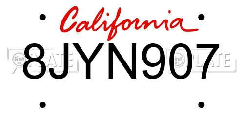 8JYN907 California License Plate
