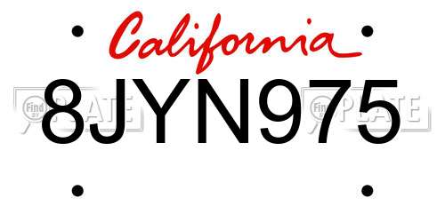 8JYN975 California License Plate