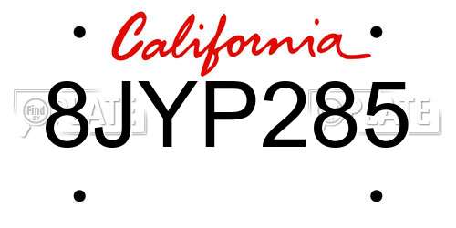 8JYP285 California License Plate