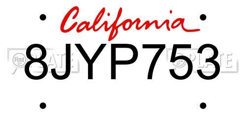 8JYP753 California License Plate