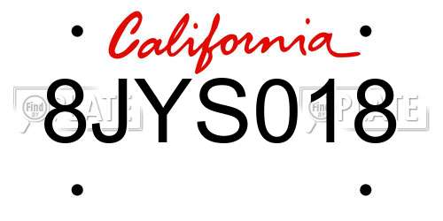 8JYS018 California License Plate