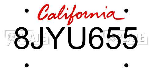 8JYU655 California License Plate