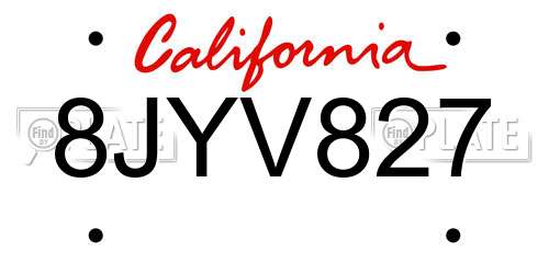 8JYV827 California License Plate