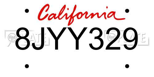 8JYY329 California License Plate