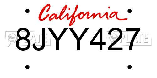 8JYY427 California License Plate