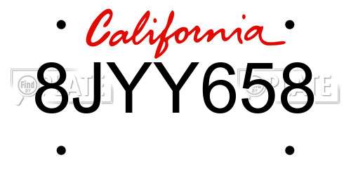 8JYY658 California License Plate