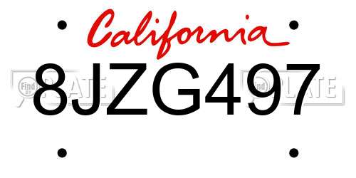 8JZG497 California License Plate