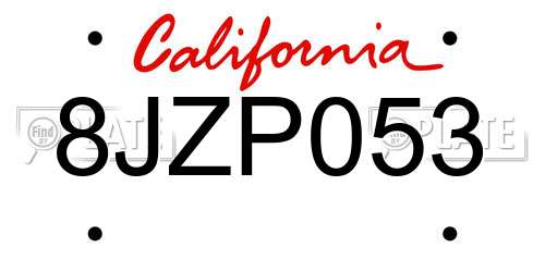 8JZP053 California License Plate