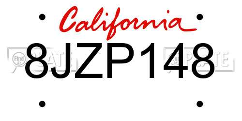 8JZP148 California License Plate