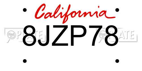8JZP78 California License Plate