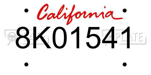 8K01541 California License Plate
