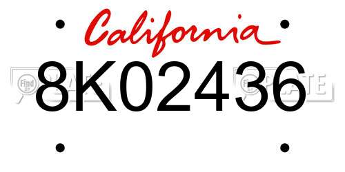 8K02436 California License Plate