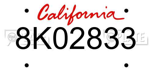 8K02833 California License Plate
