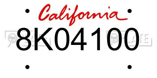 8K04100 California License Plate