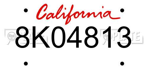 8K04813 California License Plate