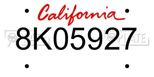8K05927 California License Plate