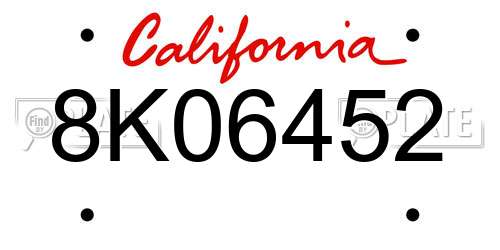 8K06452 California License Plate