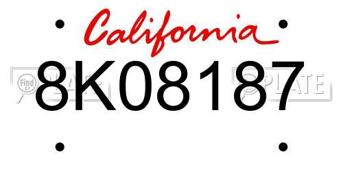 8K08187 California License Plate