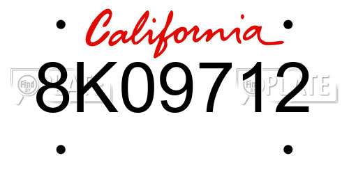8K09712 California License Plate