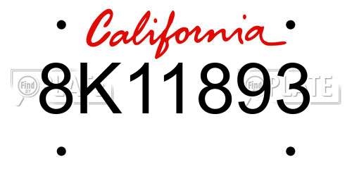8K11893 California License Plate