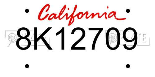8K12709 California License Plate