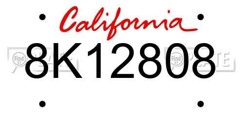 8K12808 California License Plate