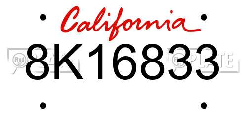 8K16833 California License Plate