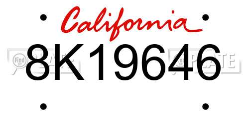8K19646 California License Plate