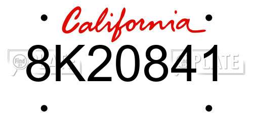 8K20841 California License Plate