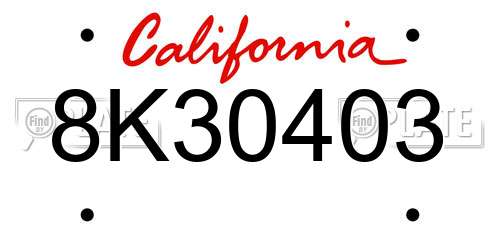 8K30403 California License Plate