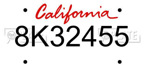 8K32455 California License Plate