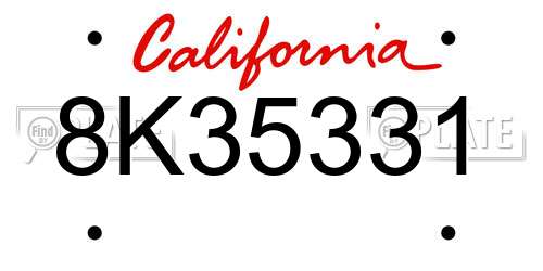 8K35331 California License Plate