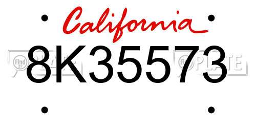 8K35573 California License Plate