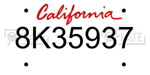 8K35937 California License Plate