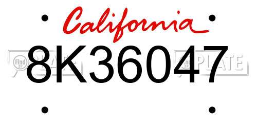 8K36047 California License Plate