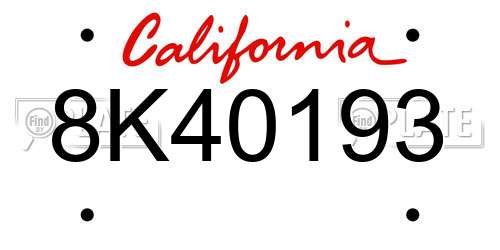 8K40193 California License Plate
