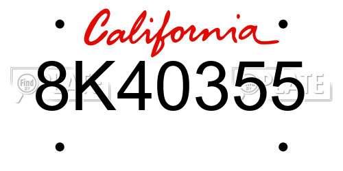 8K40355 California License Plate
