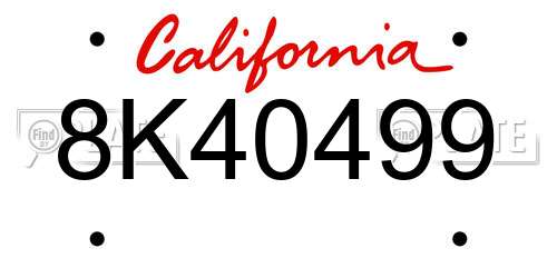 8K40499 California License Plate